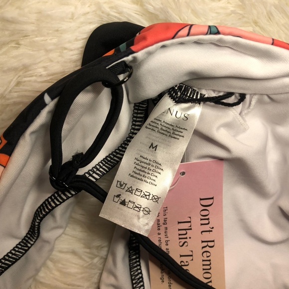 Floral Bikini Top with Black Straps Medium - Picture 9 of 11